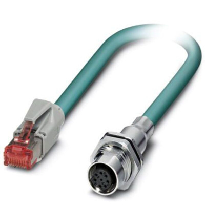 Phoenix Contact Cat5 Straight Female M12 to Straight RJ45 Ethernet Cable, Shielded, Blue, 5m