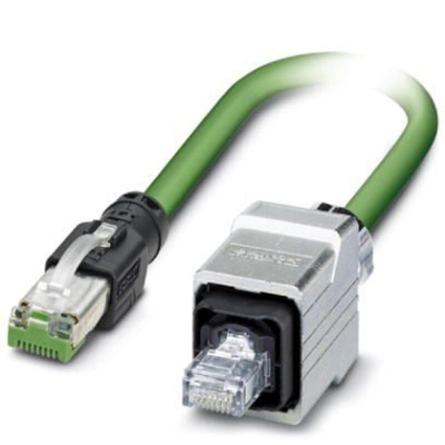 Phoenix Contact Cat5e Straight Male RJ45 to Straight Male RJ45 Ethernet Cable, Shielded, Green, 5m