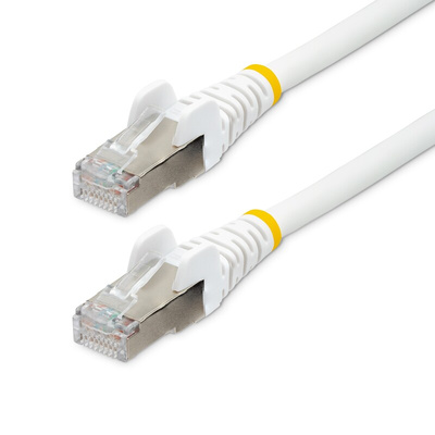 StarTech.com Cat6a Male RJ45 to Male RJ45 Ethernet Cable, Braid, White, 1m, Low Smoke Zero Halogen (LSZH)