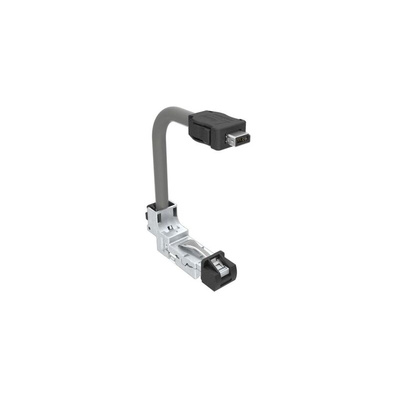 Amphenol Communications Solutions Cat6a Right Angle Male RJ45 to Straight Male ix Industrial Ethernet Cable, Black