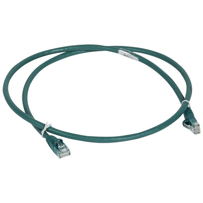 Legrand Cat6 Straight RJ45 to Straight RJ45 Ethernet Cable, U/UTP, Green, 2m
