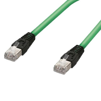 F Lutze Ltd Cat5e Straight Male RJ45 to Straight Male RJ45 Ethernet Cable, Shielded, Green Polyurethane Sheath, 5m,