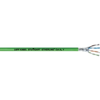Lapp Cat6a Ethernet Cable, Tinned Copper Braid, Green, 100m