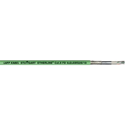 Lapp Cat6 Ethernet Cable, Tinned Copper Braid, Green, 100m
