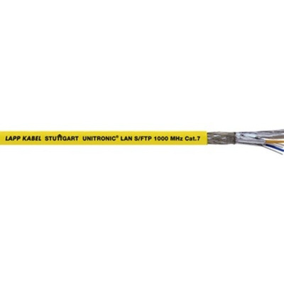 Cat6a Ethernet Cable, Shielded, Yellow FRNC Sheath, 100m
