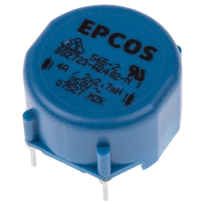 EPCOS 2.7 mH ±30% Ferrite Power Line Choke, 4A Idc, 60mΩ Rdc 250 V ac, B82721A