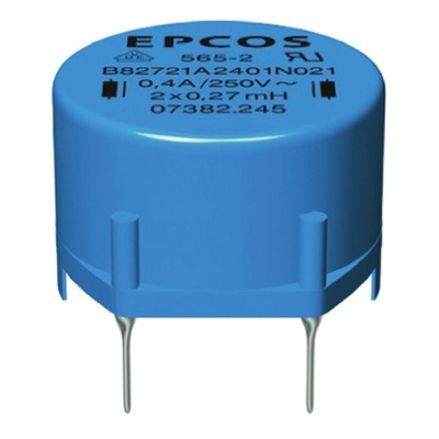EPCOS 400 μH ±30% Ferrite Power Line Choke, 3.6A Idc, 35mΩ Rdc 250 V ac, B82721A