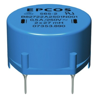 EPCOS 47 mH ±30% Ferrite Power Line Choke, 300mA Idc, 2.5Ω Rdc 250 V ac, B82721A