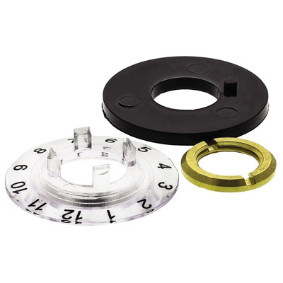 RS PRO Potentiometer Dial, 14mm Knob Diameter, Black, 6, 6.35 mm, 35 mm Shaft, For Use With Rotary Switch