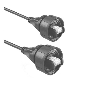 Bulgin Cat6a Male RJ45 to Male RJ45 Ethernet Cable, S/FTP, Black Polyurethane, PVC Sheath, 2m