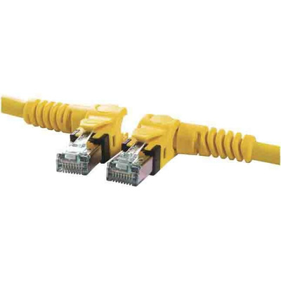 HARTING Cat6a All Directions Male RJ45 to All Directions Male RJ45 Ethernet Cable, S/FTP, Yellow PUR Sheath, 0.5m,