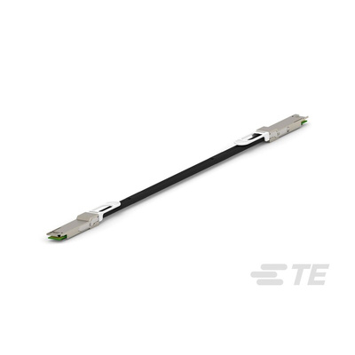TE Connectivity QSFP-DD to QSFP-DD Ethernet Cable, Black PVC Sheath, 500mm