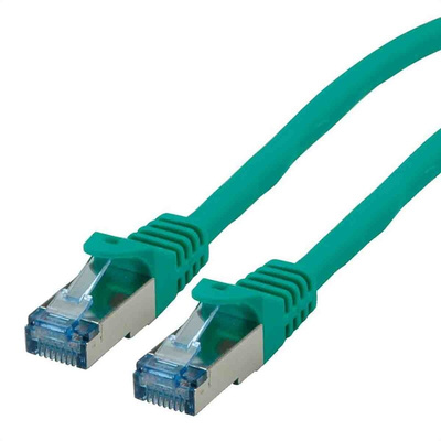 Roline Cat6a Male RJ45 to Male RJ45 Ethernet Cable, S/FTP, Green LSZH Sheath, 300mm, Low Smoke Zero Halogen (LSZH)