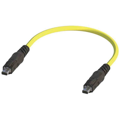 HARTING Cat6a Male SPE to Male SPE Ethernet Cable, STP, Yellow PUR Sheath, 15m, Flame Retardant