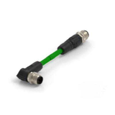 TE Connectivity Cat5e Straight Male M12 to Right Angle Male M12 Ethernet Cable, 2m