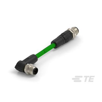 TE Connectivity Cat5e Straight Female M12 to Male M12 Ethernet Cable, 2m