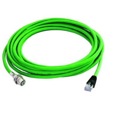 Telegartner Cat6a Straight Female M12 to Male RJ45 Ethernet Cable, Green, 500mm
