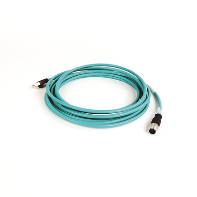 Rockwell Automation Cat5e Straight M12 to Straight RJ45 Ethernet Cable, Foil and Braid, Green, 5m