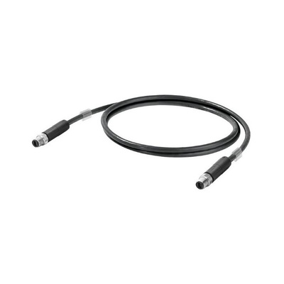 Weidmuller Female SPE to SPE Ethernet Cable, Copper Braid, Black, 2m