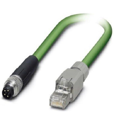 Phoenix Contact Cat5 Straight Male M8 to Straight Male RJ45 Ethernet Cable, Shielded, Green, 500mm