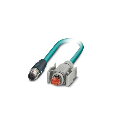 Phoenix Contact Cat5 Straight Male M12 to Straight Male RJ45 Ethernet Cable, Shielded, Blue, 5m
