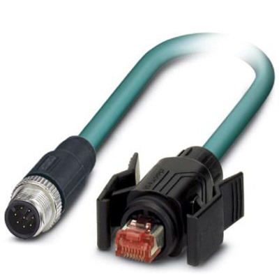 Phoenix Contact Cat5 Straight Male M12 to Straight Male RJ45 Ethernet Cable, Shielded, Blue, 5m