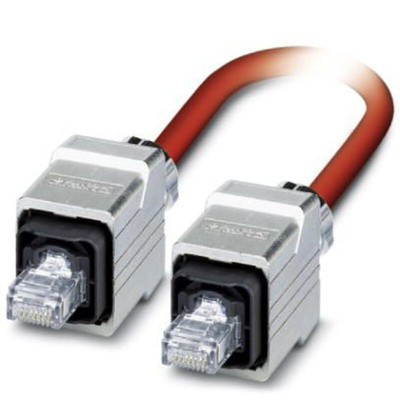Phoenix Contact Cat5 Straight Male RJ45 to Straight Male RJ45 Ethernet Cable, Shielded, Red, 5m