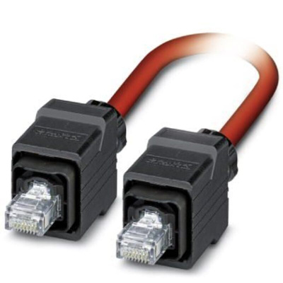 Phoenix Contact Cat5 Straight Male RJ45 to Straight Male RJ45 Ethernet Cable, Shielded, Red, 5m