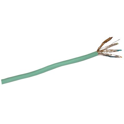 Decelect Cat6a Ethernet Cable, Aluminium/Mylar Tape, Green, 500m