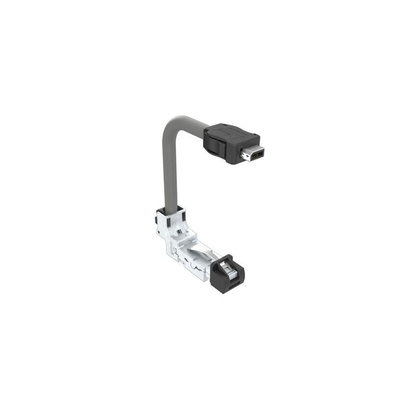 Amphenol Communications Solutions Cat6a Right Angle Male RJ45 to Straight Male ix Industrial Ethernet Cable, Shielded,