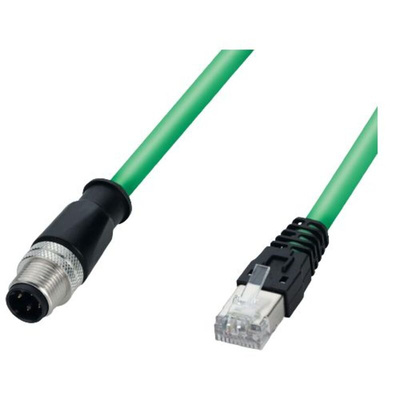 F Lutze Ltd Cat5 Straight Male RJ45 to Straight Male RJ45 Ethernet Cable, Shielded, Green Polyurethane Sheath, 2m,