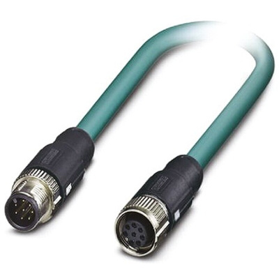 Phoenix Contact Cat5 Straight Female M12 to Straight Male M12 Ethernet Cable, Blue PUR Sheath, 500mm