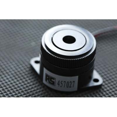RS PRO 95dB Panel Mount Continuous Internal Piezo Buzzer, 29.5 (Dia.) x 24.5mm, 1.5V dc Min, 28V dc Max