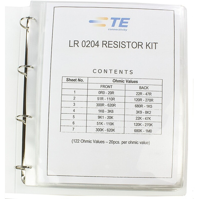 TE Connectivity, LR0204R, Through Hole 122 Resistor Kit, with 20 pieces, 10 Ω → 1MΩ