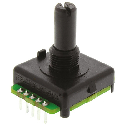 Bourns 128 Pulse Absolute Mechanical Rotary Encoder with a 6.35 mm Plain with Slot Shaft (Not Indexed), Bracket Mount