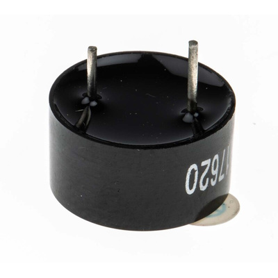 RS PRO 80dB Through Hole Continuous Internal Piezo Buzzer, 13.8 (Dia.) x 11.5mm, 3V dc Min, 16V dc Max