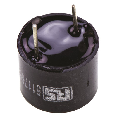 RS PRO 85dB PCB Mount Continuous Internal Magnetic Buzzer Component, 12 (Dia.) x 9.5mm, 8V dc Min, 16V dc Max