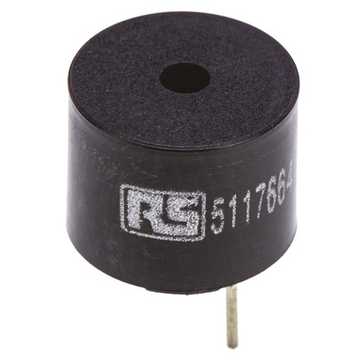 RS PRO 85dB PCB Mount Continuous Internal Magnetic Buzzer Component, 12 (Dia.) x 9.5mm, 8V dc Min, 16V dc Max