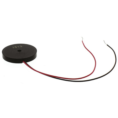 RS PRO 108dB Panel Mount Continuous External Piezo Buzzer, 22.5 (Dia.) x 3.2mm, 1V ac Max