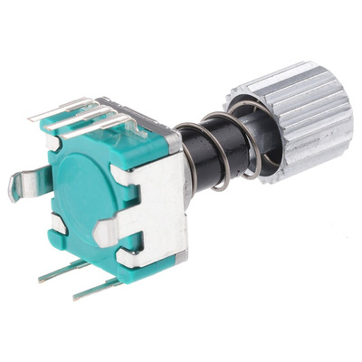 Alps Alpine 15 Pulse Incremental Mechanical Rotary Encoder with a 9 mm Knurl Shaft (Not Indexed), Through Hole