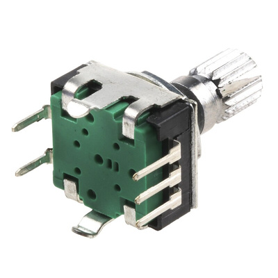 Bourns 24 Pulse Incremental Mechanical Rotary Encoder with a 6 mm Knurl Shaft (Not Indexed), Through Hole