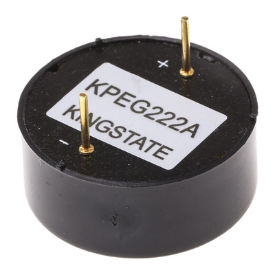 RS PRO 85dB Through Hole Continuous Internal Piezo Buzzer, 23.3 (Dia.) x 10.2mm, 3V dc Min, 20V dc Max
