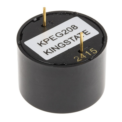 RS PRO 83dB Through Hole Continuous Internal Piezo Buzzer, 24 (Dia.) x 17.5mm, 3V dc Min, 20V dc Max