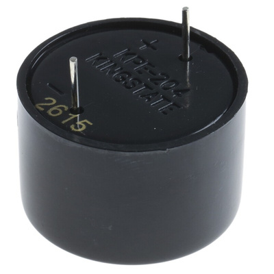 RS PRO 86dB Through Hole Continuous Internal Piezo Buzzer, 23.8 (Dia.) x 16mm, 3V dc Min, 20V dc Max