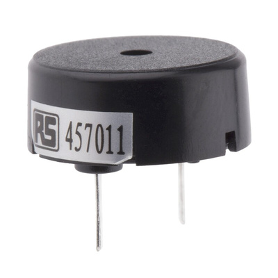 RS PRO 78dB Through Hole Continuous External Piezo Buzzer, 17 (Dia.) x 7mm, 1V ac Min, 30V ac Max