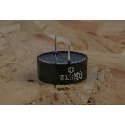 RS PRO 95dB Through Hole Continuous Internal Piezo Buzzer, 23.5 (Dia.) x 9.5mm, 3V dc Min, 30V dc Max