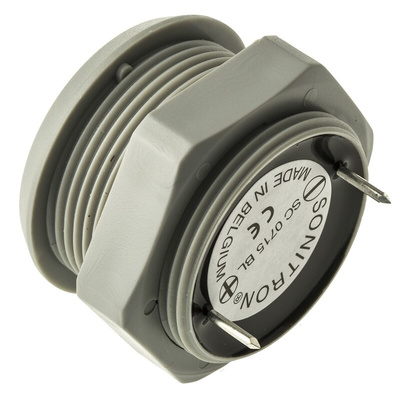 Sonitron 98dB Panel Mount Continuous Internal Buzzer, 36.5 x 33mm, 0.7V dc Min, 15V dc Max