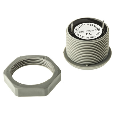 Sonitron 98dB Panel Mount Continuous Internal Buzzer, 36.5 x 33mm, 0.7V dc Min, 15V dc Max