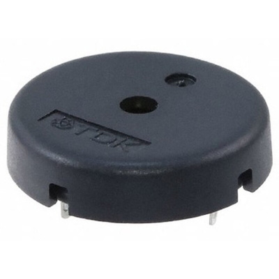 TDK 75dB PCB Mount High External Piezo Buzzer, 17 (Dia.) x 7.5mm, 3V ac Min, 30V ac Max