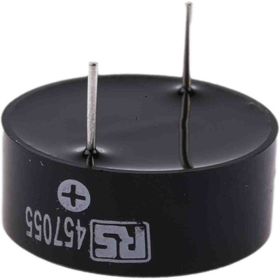 RS PRO 95dB Through Hole Continuous Internal Piezo Buzzer, 23.5 (Dia.) x 9.5mm, 3V dc Min, 30V dc Max